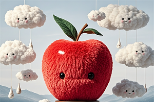 A huge red plush apple