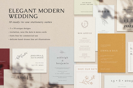 ELEGANT MODERN WEDDING | 30 Cards, an Invitation Template by Crocus Paperi