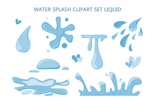 Water Splash Clipart Set Liquid