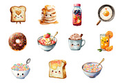 Kawaii Breakfast Clipart, an Illustration by Design Market (Thumbnail 2 of 3)