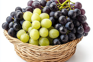 Fresh black and white grapes in a ba, a Food & Drink Photo by Pixeness Studio