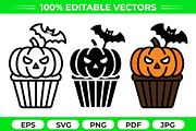 Halloween Cupcake Vector Pack, an Object Graphic by Artonix (Thumbnail 1 of 3)