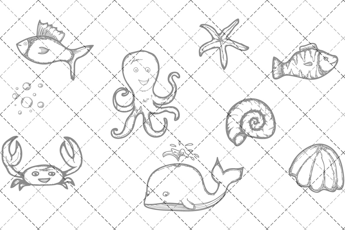 Sea World Hand Drawn Vectors preview 2