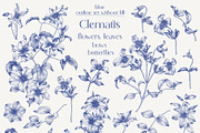 Vintage Flowers Vector blue Toile, an Object Graphic by ON_lineart_store (Thumbnail 4 of 10)