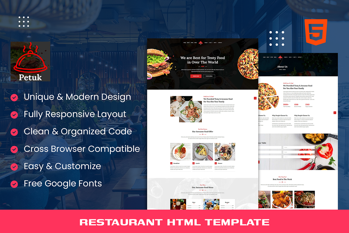 Petuk - Restaurant HTML Template, a HTML Template by THESOFTKING (Photo 1 of 3)