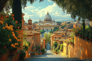 View of St. Peter's Basilica from a, a Photo by Tanuart