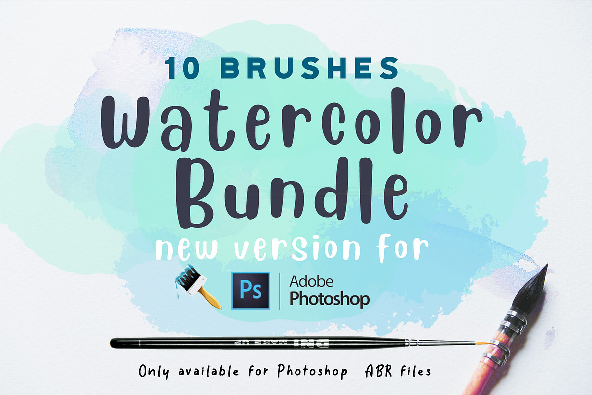Watercolor bundle Photoshop Brushes preview 4