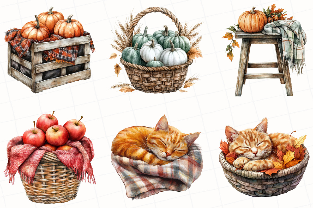 Watercolor Hello Autumn Clipart, an Illustration by OK Design (Photo 2 of 5)