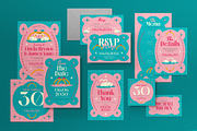 Pink Mid Century Wedding Invitation, a Card Template by graphicook (Thumbnail 1 of 3)