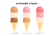 Ice Cream Cones Clipart, an Illustration by greywalnutstudio (Thumbnail 4 of 6)