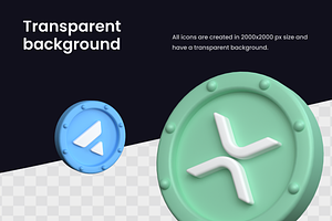 Cryptocurrency 3D Icons Set