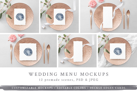 Wedding Menu/Program Mockups, a Print Template by Lena Zakharova