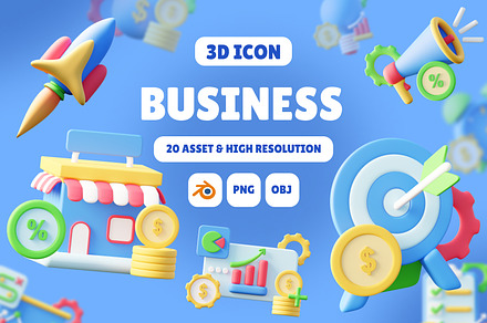 Business And Finance 3D Icons, an Object 3D Model by Karacis Studio