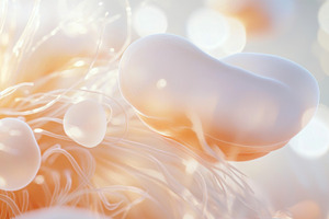 Abstract close-up of soft white anem, a Photo by Dvoevnore photos