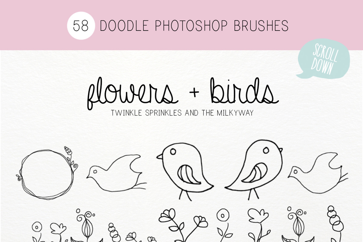 Doodle Birds photoshop brushes preview 2