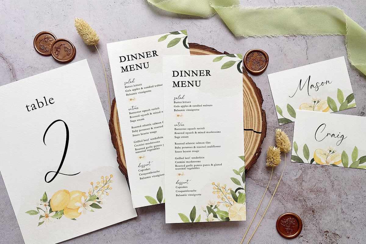 Lemon Citrus Wedding Suite, an Invitation Template by BlueRobinDesignShop (Photo 4 of 5)