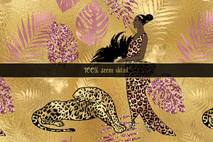 Pink & Gold Leopard Digital Paper