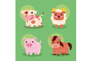 four farm animals characters, an Animal Illustration by studiogstock
