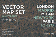 MAP SET - Blue/Bronze - 6 Maps, a Graphic by MetroMaps (Thumbnail 1 of 7)
