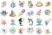Watercolor Cute Astronaut Clipart, an Illustration by Sublimation Artist (Thumbnail 2 of 6)