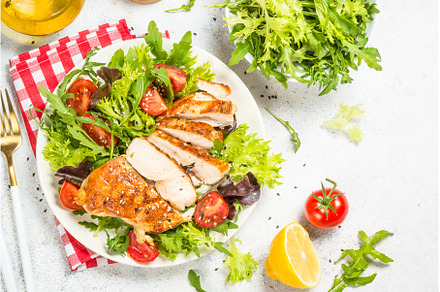 Grilled chicken with fresh salad at, a Food & Drink Photo by Nadia-nb