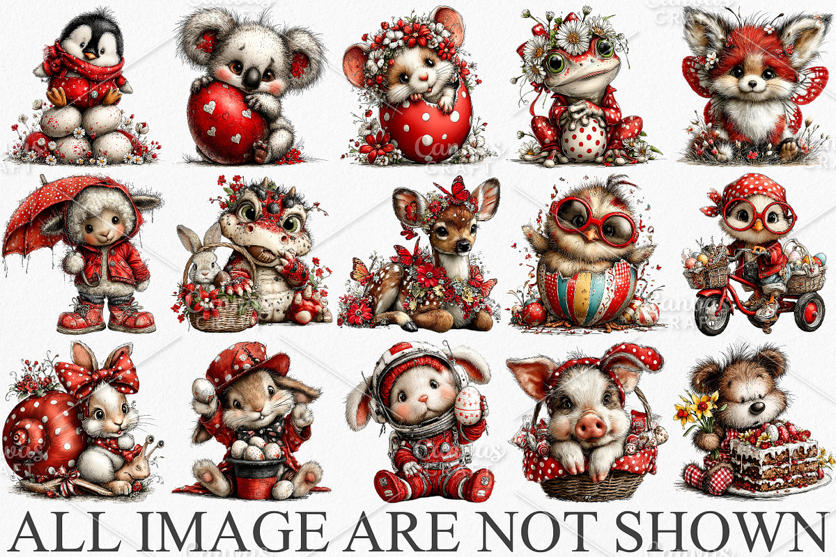 Whimsical Easter Animals Clipart PNG, an Illustration by Canvas Craft (Photo 3 of 7)