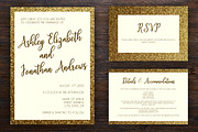 Golden Framed Wedding Invite Pack, a Stationery Template by BF Studios (Thumbnail 1 of 4)