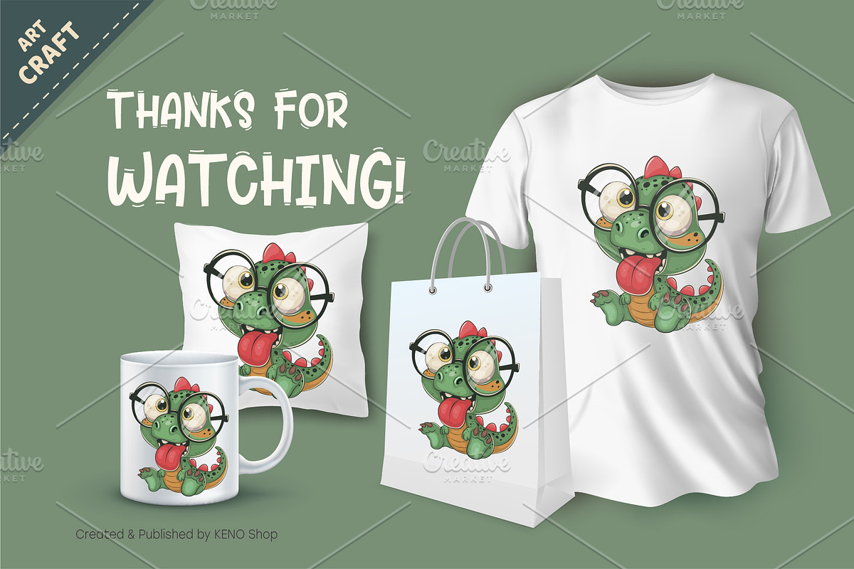 Cute cartoon dino. T-Shirt, PNG, SVG, an Animal Illustration by KENO Mascots (Photo 3 of 3)