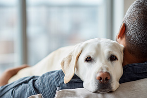 Loyal Labrador retriever resting, an Animal Photo by MistyDay