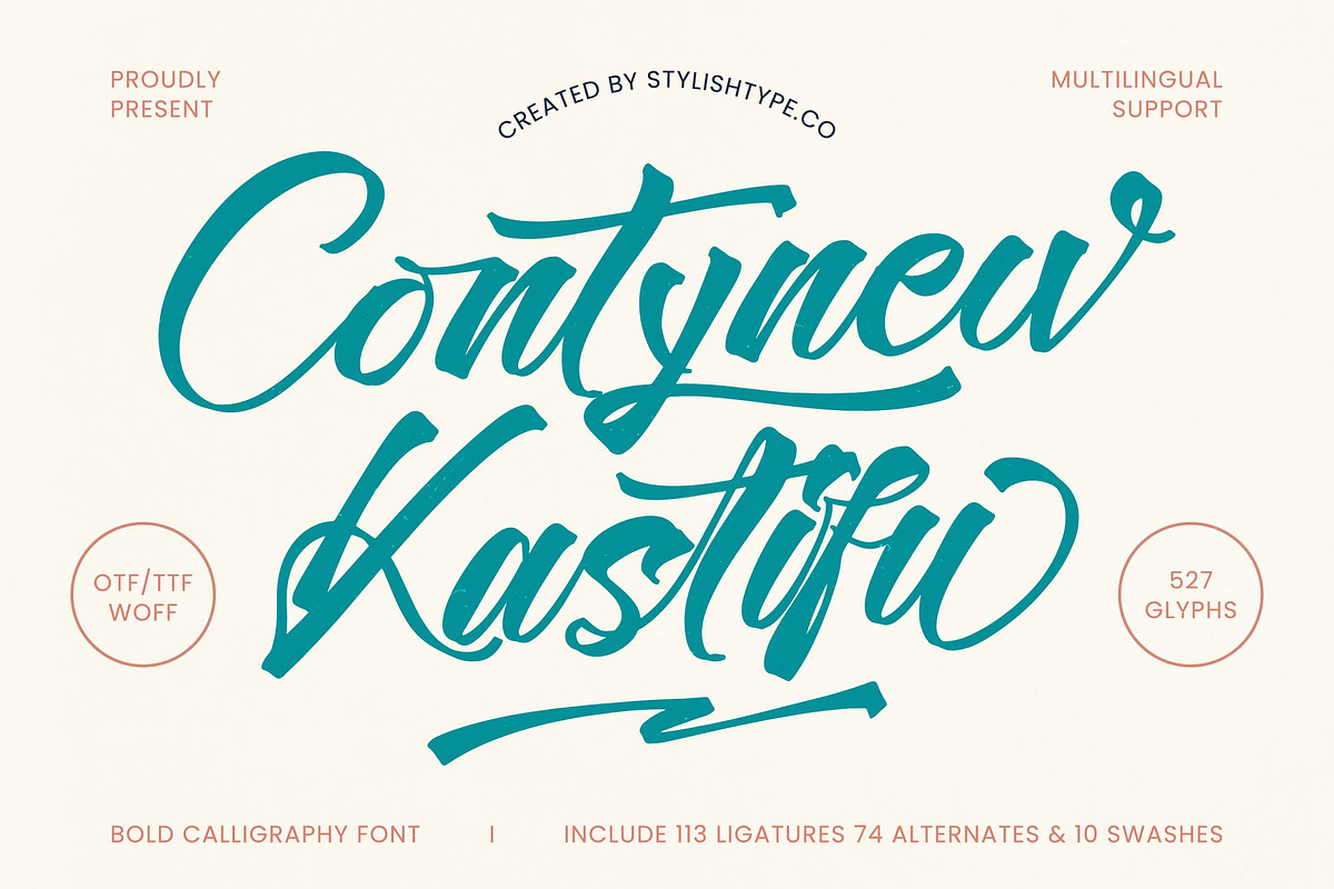 Contynew Kastifu Bold Calligraphy, a Script Font by stylishtype.co (Photo 1 of 15)