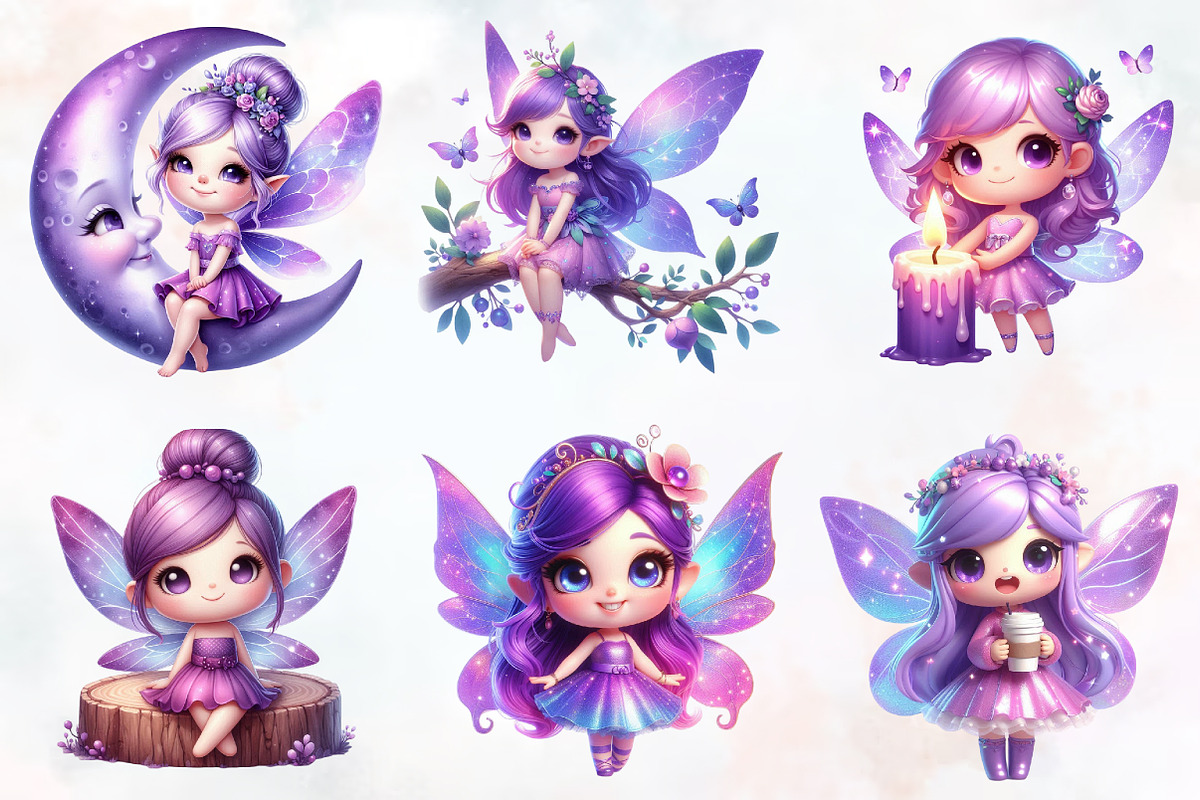 Purple Cute Fairy Clipart, an Illustration by RobertsArt (Photo 3 of 7)