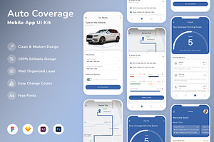 Auto Coverage Mobile App UI Kit