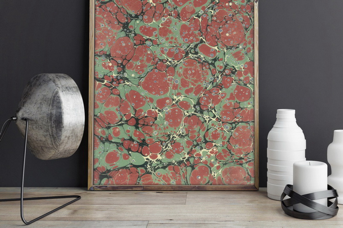 2 Hand Marbled Papers Shabby Red, a Texture Graphic by Marblingdom (Photo 2 of 4)