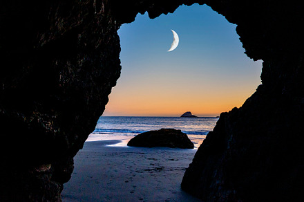 Twilight view through a cave, a Nature Photo by Jillian Butolph