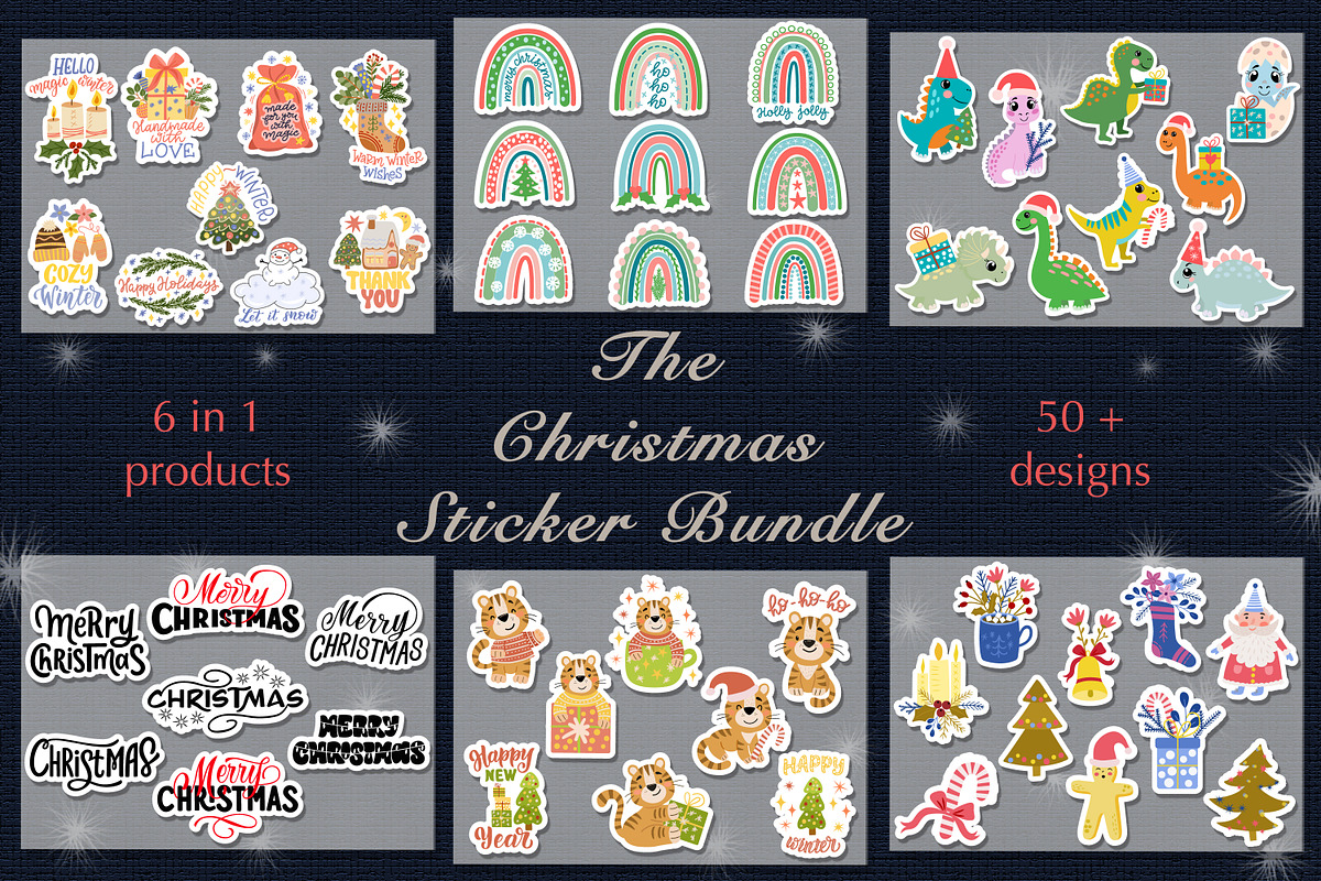 Christmas Stickers Bundle, an Illustration by rinaletters (Photo 1 of 7)