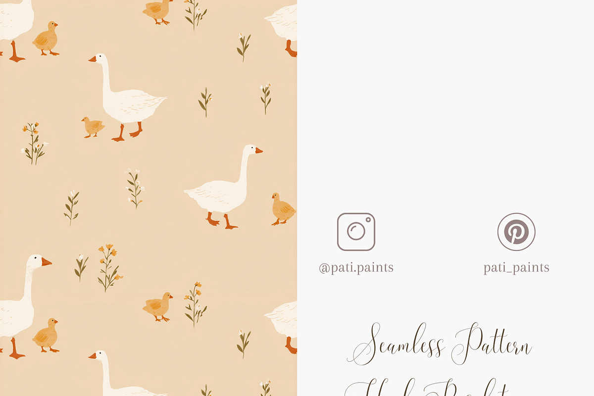 Cute Goose and Duck Seamless Pattern, a Pattern Graphic by Pati Charm Studio (Photo 5 of 7)