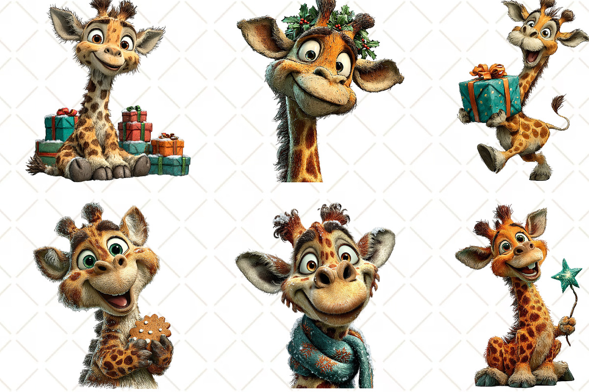 Quirky Christmas Giraffe Clipart, an Illustration by Black Bird Studio (Photo 5 of 6)