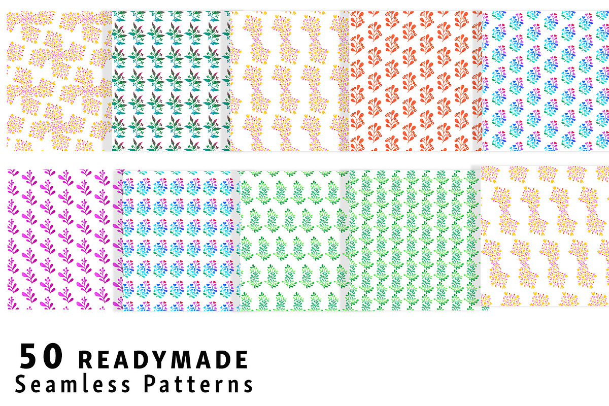 Hand Drawn Floral Pattern Set, a Pattern Graphic by Design Unique (Photo 3 of 11)