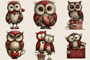 Whimsical Valentines Owls Clipart B, an Illustration by SVGArt (Thumbnail 6 of 8)