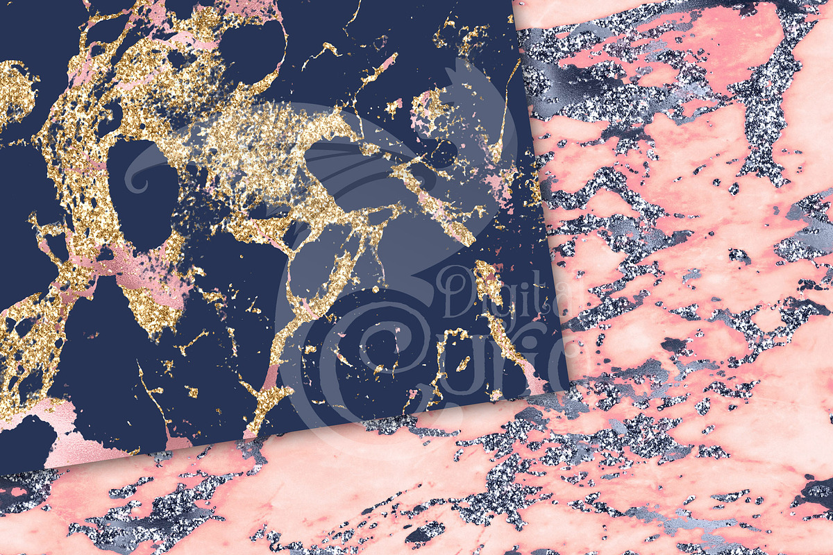 Blush and Navy Marble Digital Paper, a Texture Graphic by Digital Curio (Photo 2 of 4)