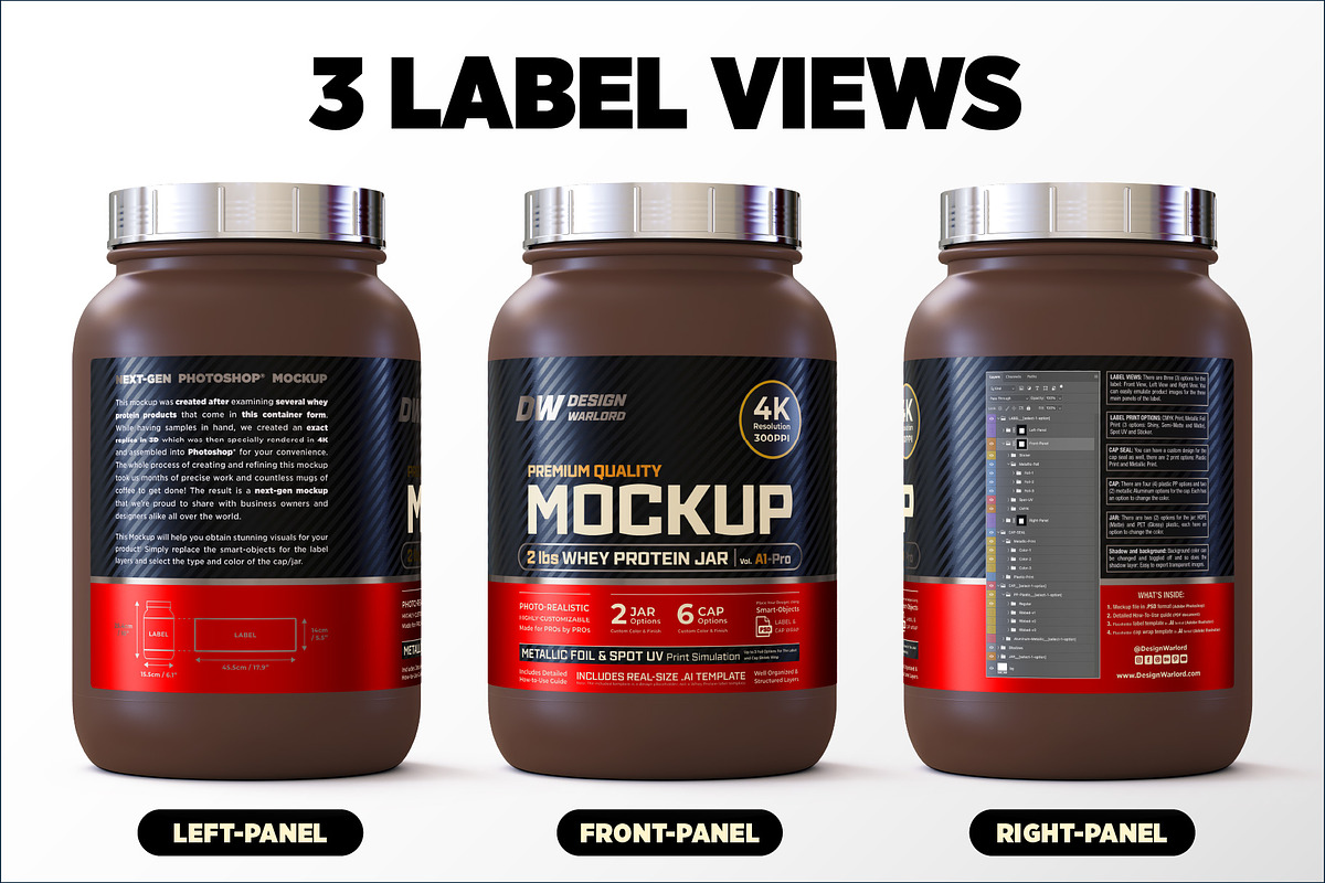 2 lbs Whey Protein Jar Mockup A1-Pro, a Packaging Mockup by Design Warlord (Photo 6 of 19)