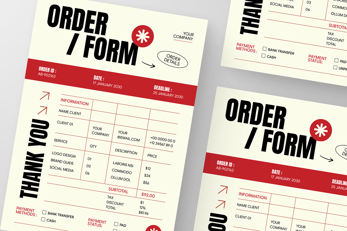 Cream Red Modern Purchase Order Form, a Flyer Template by Annora Studio (Photo 6 of 6)