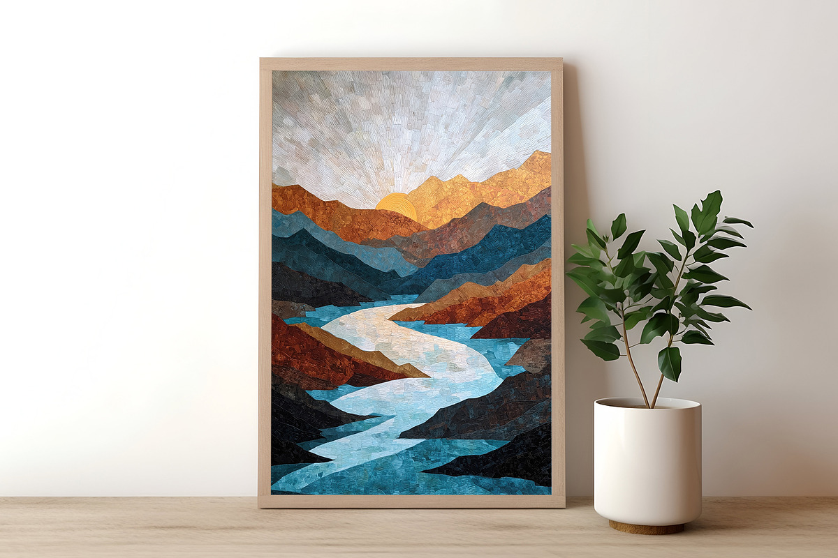 Abstract Mountain Lake Illustration, a Decorative Illustration by Housui Patterns (Photo 4 of 12)