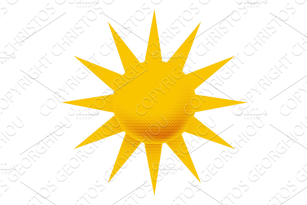 Retro Sunburst Solar Sun Star Shape, an Object Illustration by Christos Georghiou