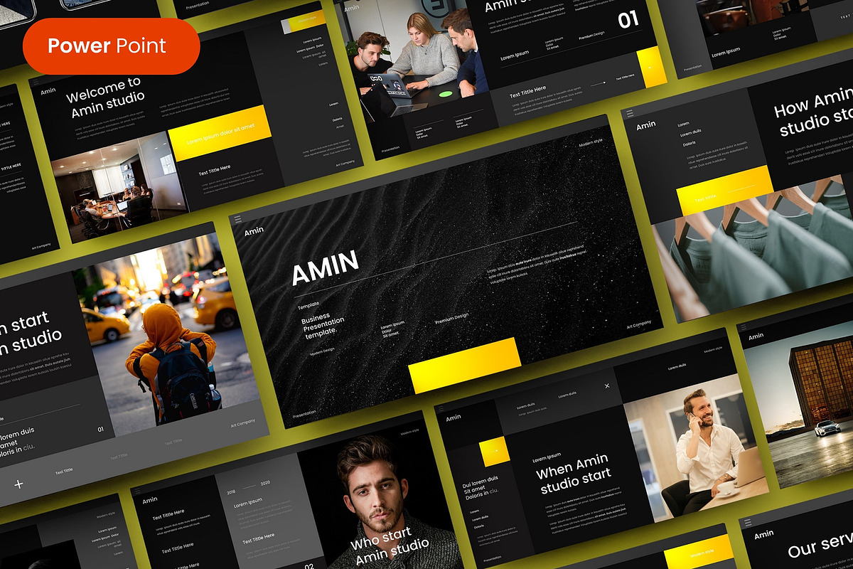 Amin – Business PowerPoint Template, a Presentation Template by Dens Creative Studio (Photo 1 of 6)