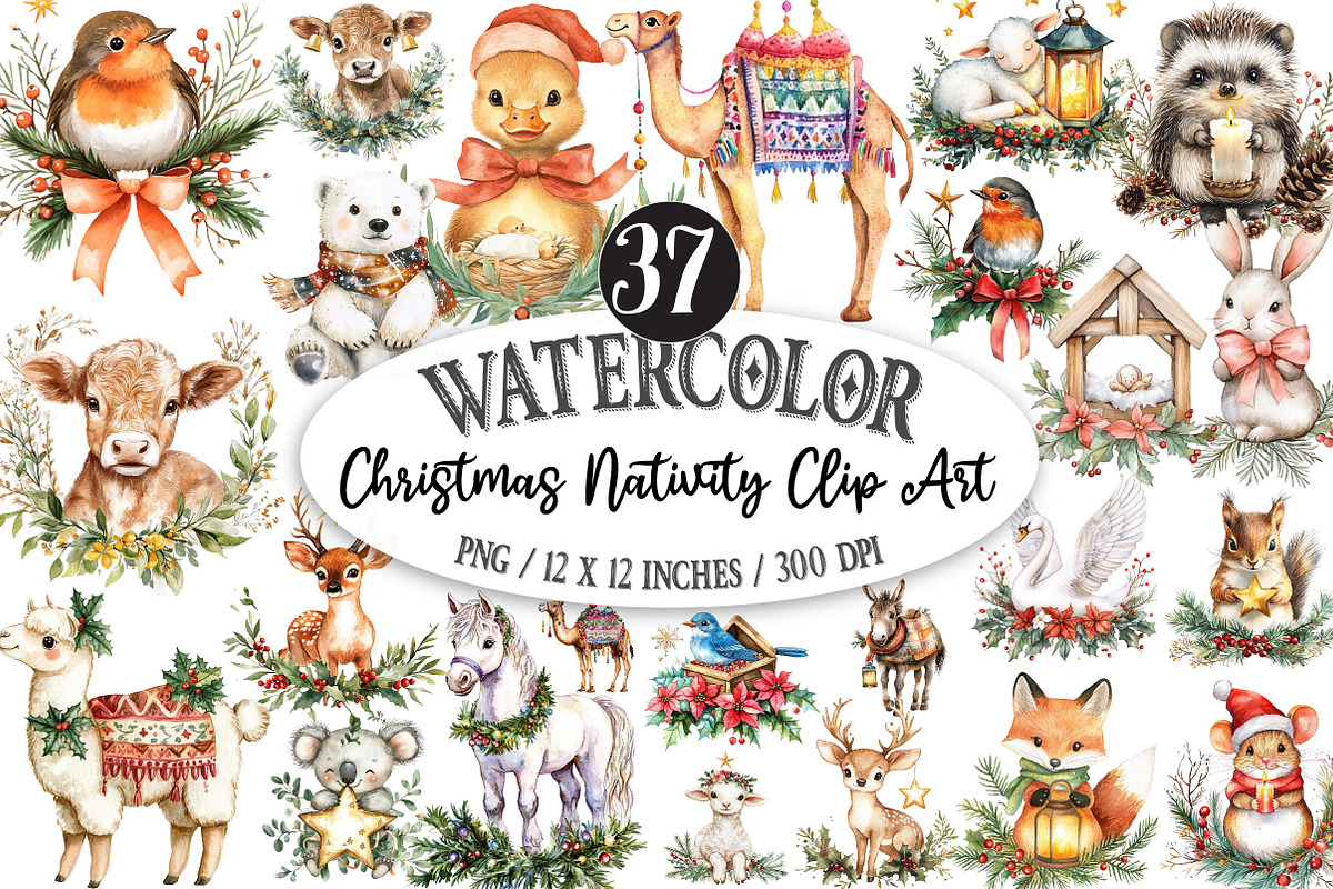 Christmas Nativity Clip Art, a Seasonal Illustration by Designking (Photo 1 of 5)