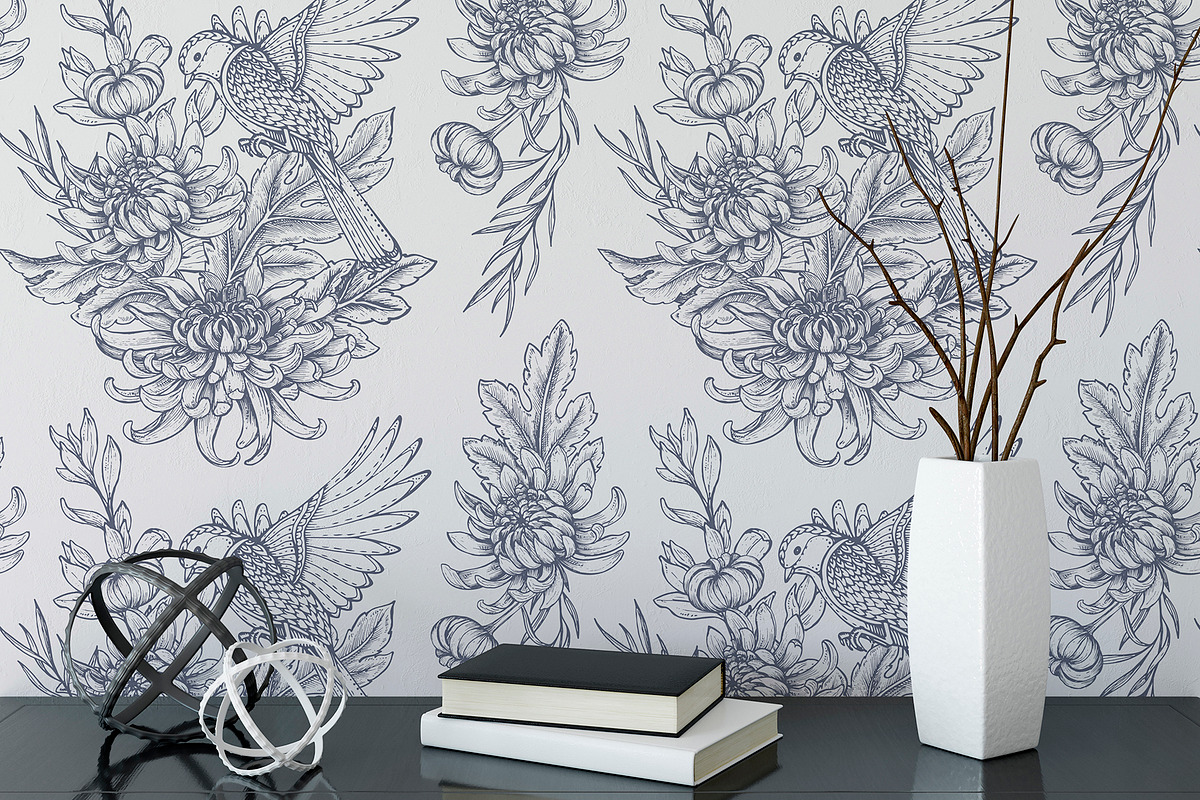 Chrysanthemum vector set, a Decorative Illustration by Molly art (Photo 8 of 11)