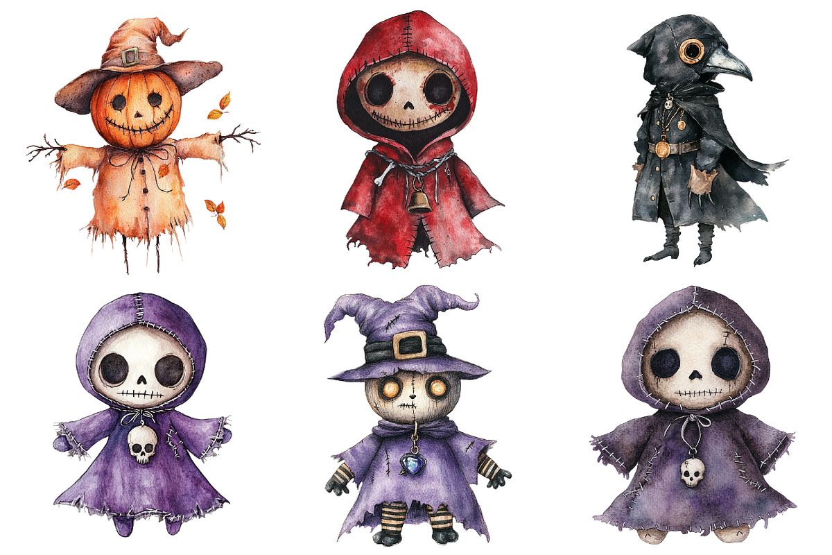 Halloween Gothic Voodoo Doll Clipart, a Seasonal Illustration by CitraGraphics (Photo 4 of 7)