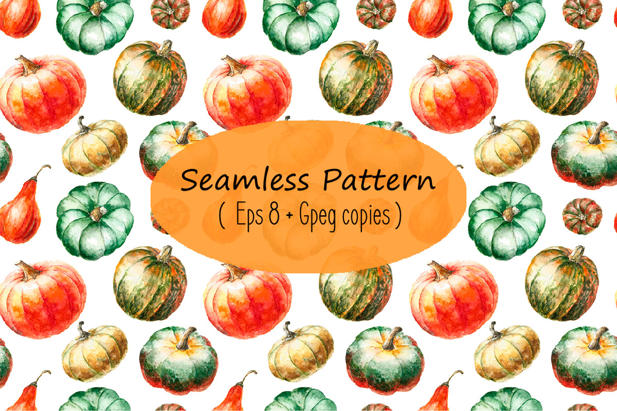 Watercolor Pumpkins Clipart, an Illustration by Vikeriya (Photo 3 of 3)