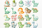 Watercolor Dinosaur Clipart Set, an Animal Illustration by Nicolle's Colorful Art (Thumbnail 3 of 8)